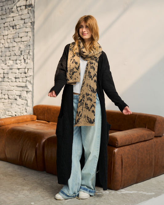 Maxi Cable-knit Cardigan in Black