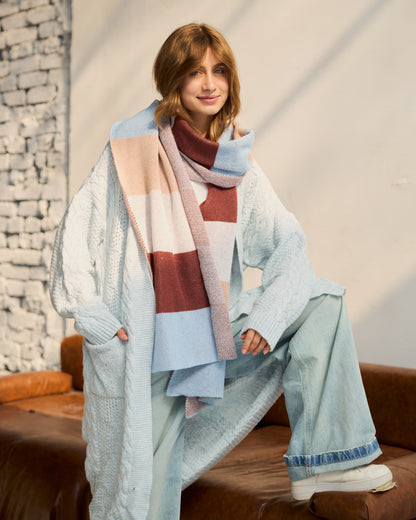 Midi Cable-knit Cardigan in Baby-blue