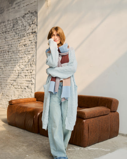 Midi Cable-knit Cardigan in Baby-blue