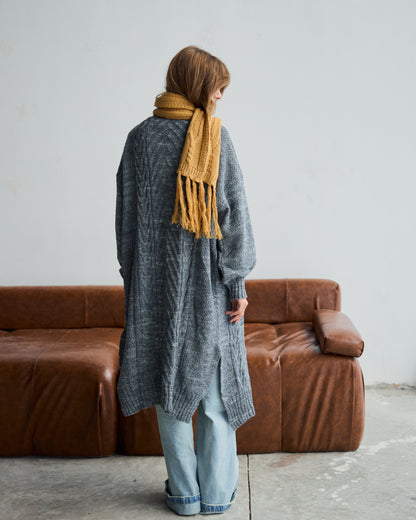 Luna Cable-knit Cardigan in Grey