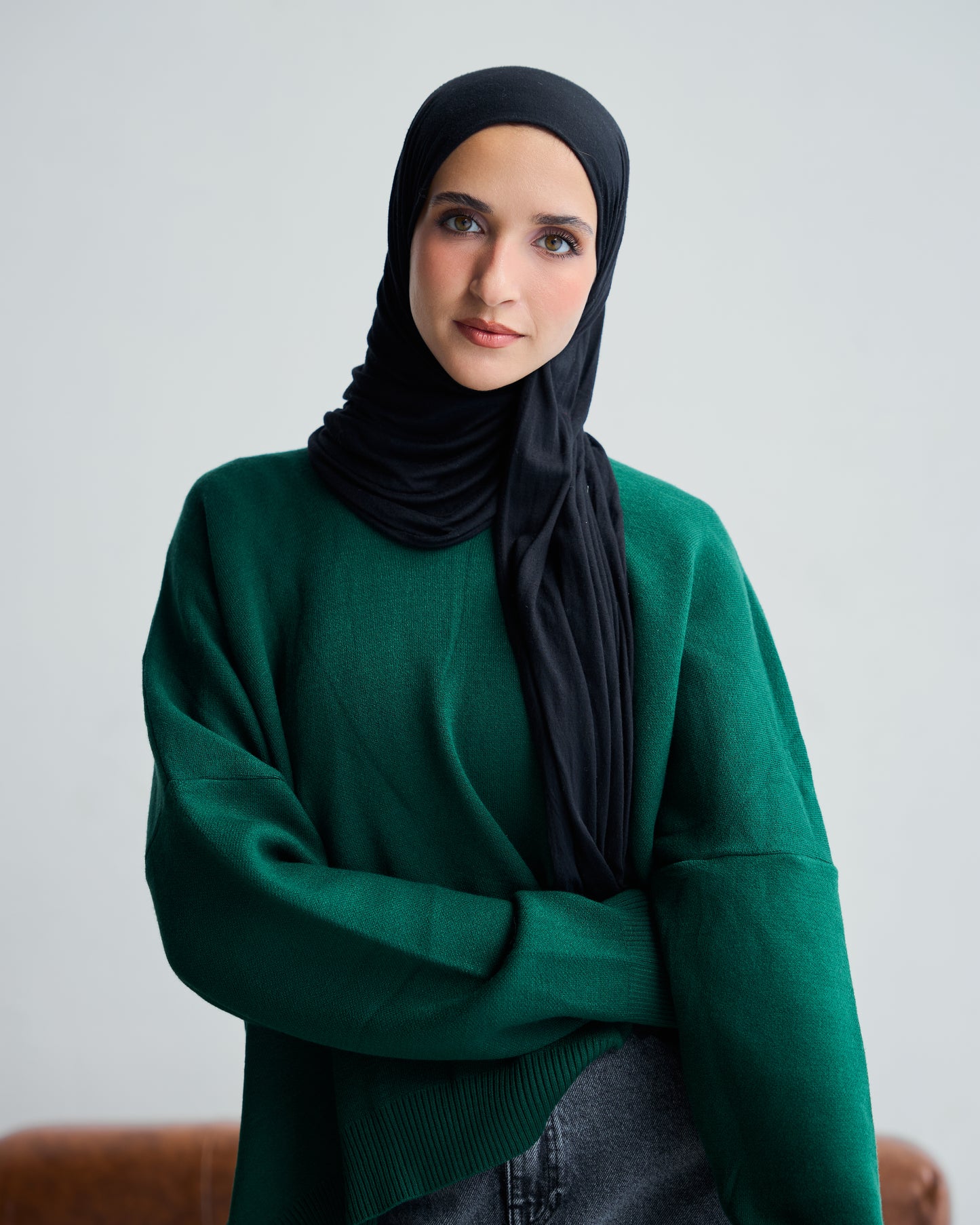 Oversized Round-neck Sweater in Emerald Green