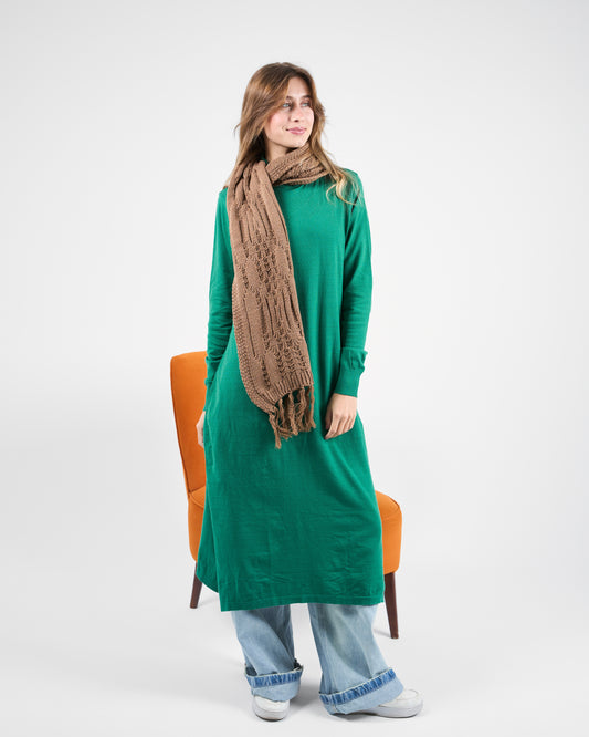 Long Basic knitted Tunic in Emerald Green