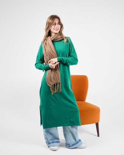 Long Basic knitted Tunic in Emerald Green