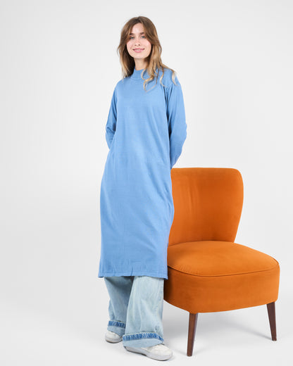 Long Basic knitted Tunic in Sky Blue