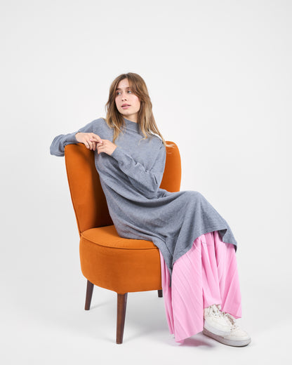 Long Basic knitted Tunic in Gray