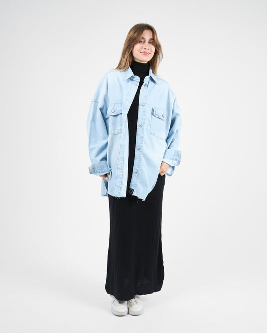 Oversized Light Blue Denim Shirt-Jacket