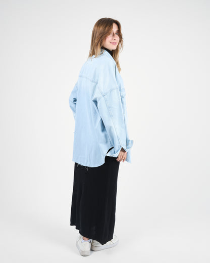 Oversized Light Blue Denim Shirt-Jacket