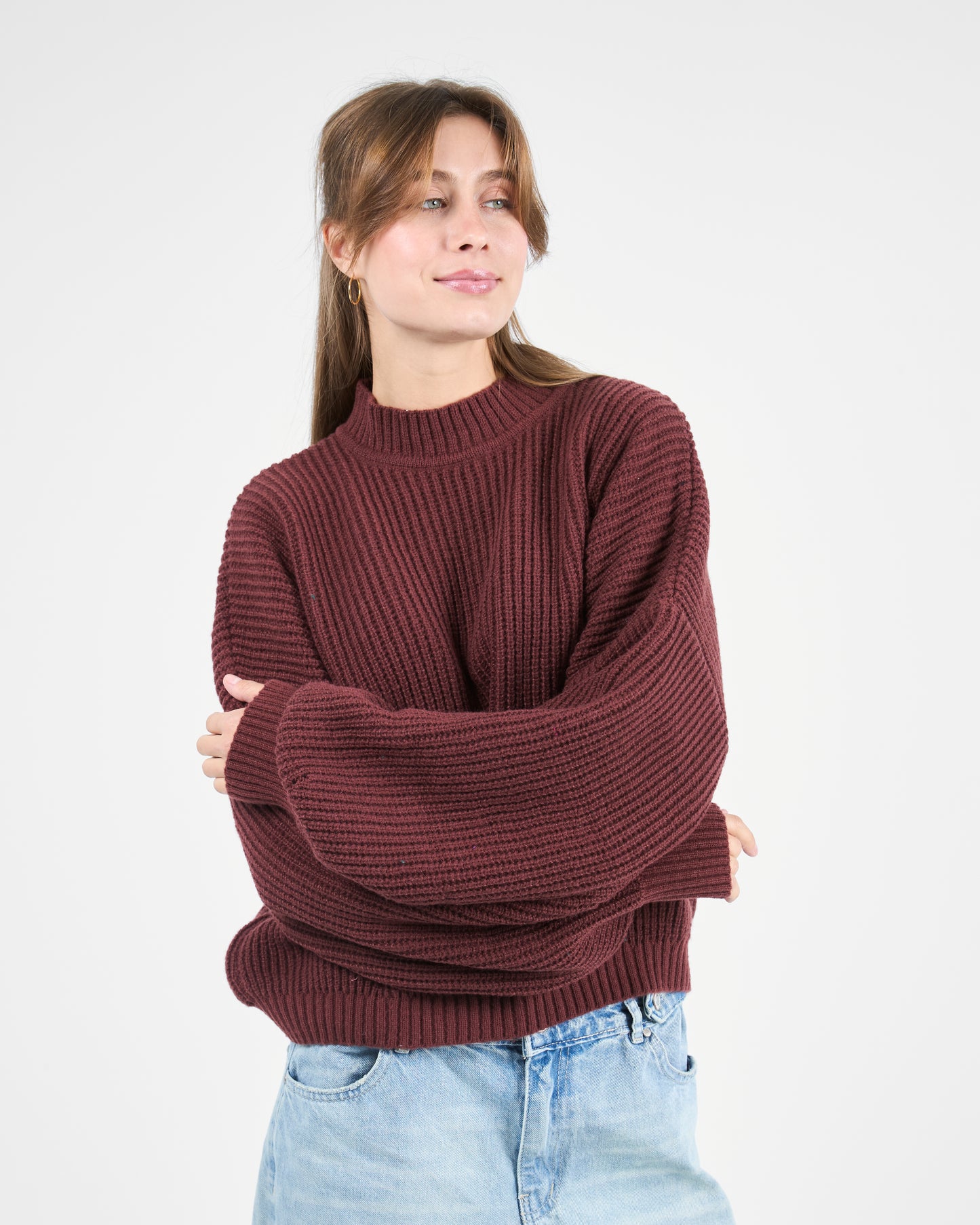 Maroon Textured Sweater