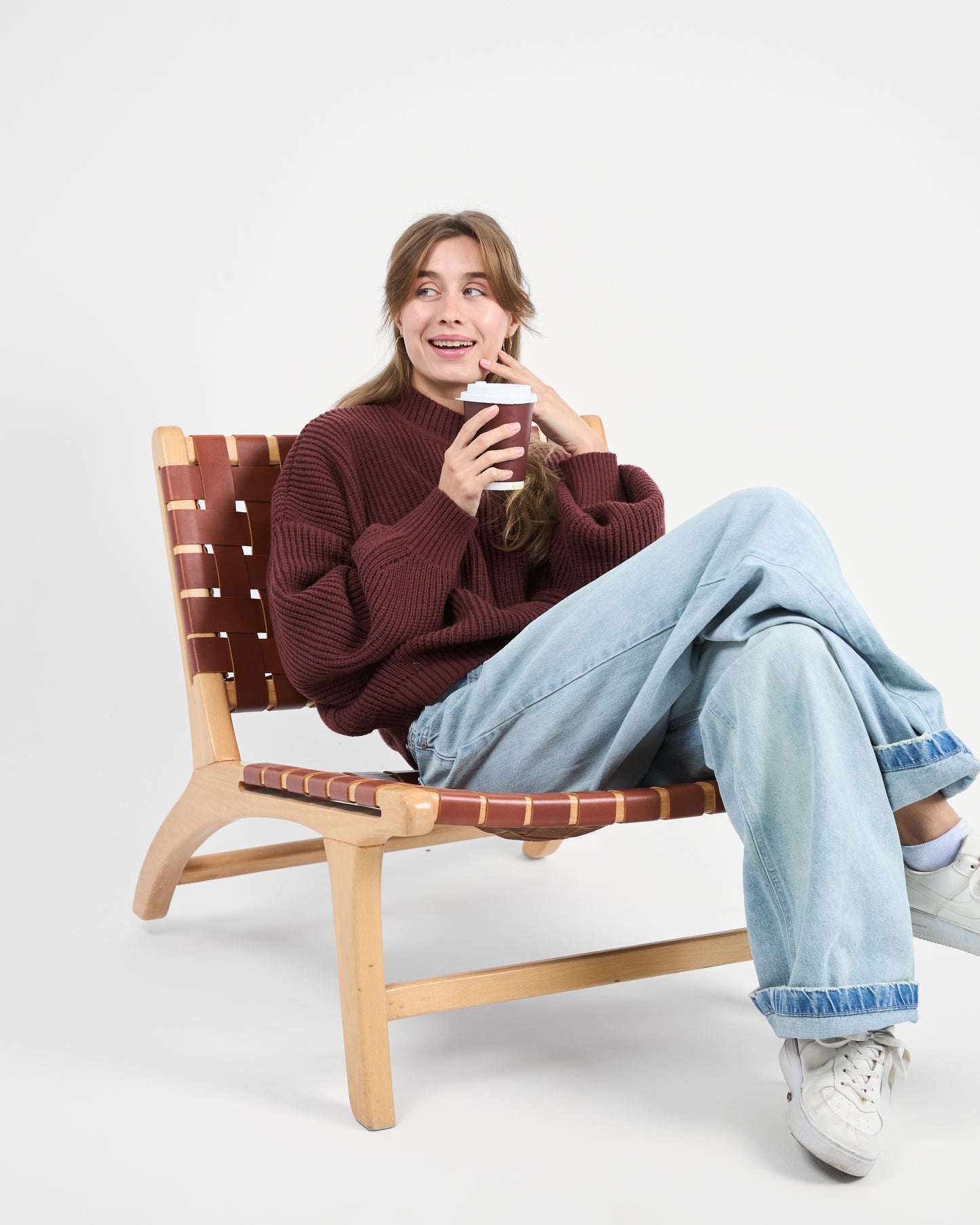 Maroon Textured Sweater