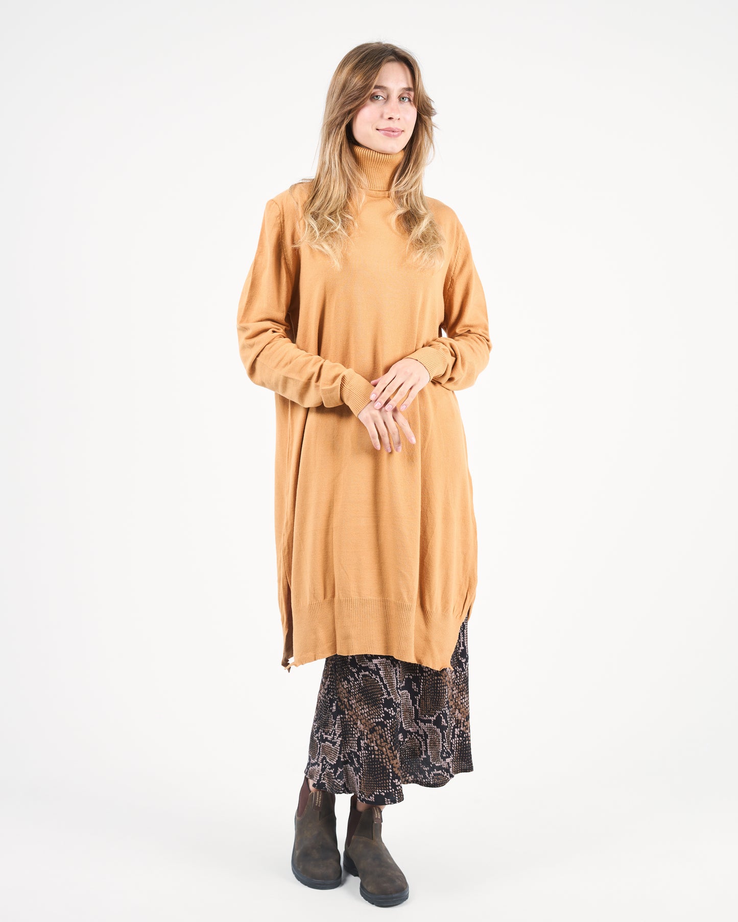 Mustard Oversized Turtleneck Sweater Tunic
