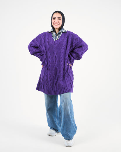 Violet Voyager Chunky Knit Sweater