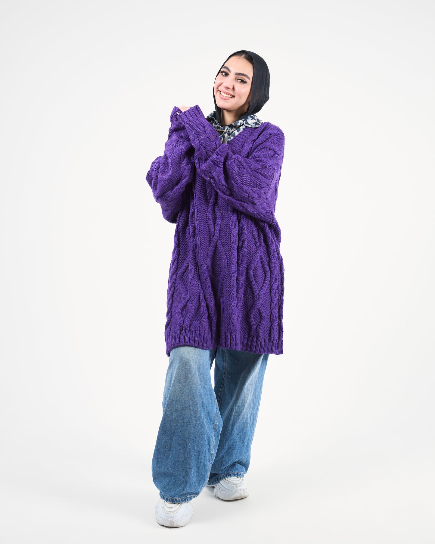 Violet Voyager Chunky Knit Sweater