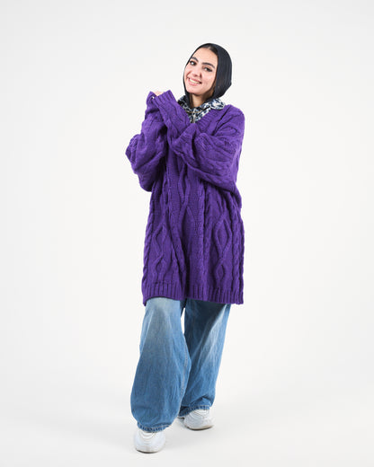 Violet Voyager Chunky Knit Sweater