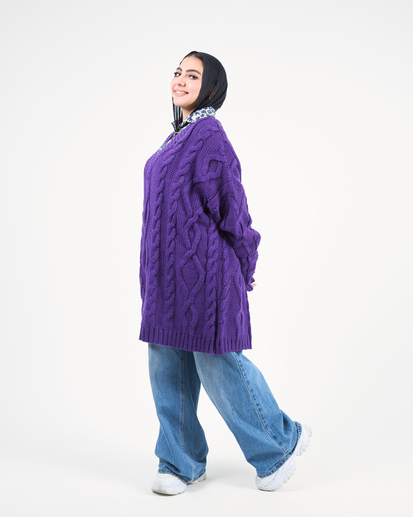 Violet Voyager Chunky Knit Sweater