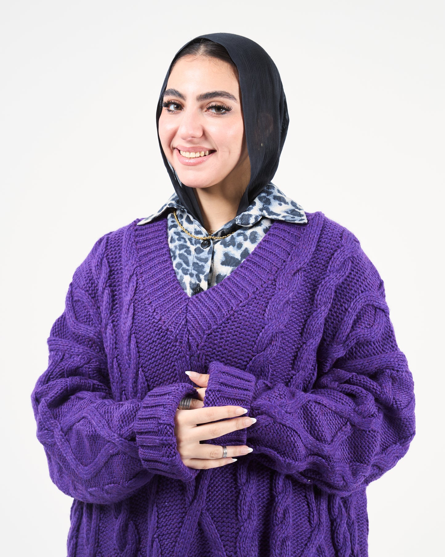 Violet Voyager Chunky Knit Sweater