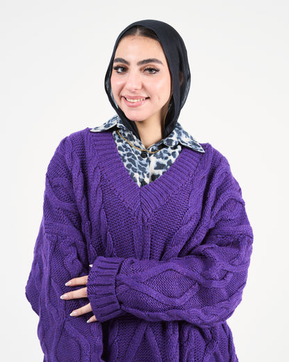 Violet Voyager Chunky Knit Sweater