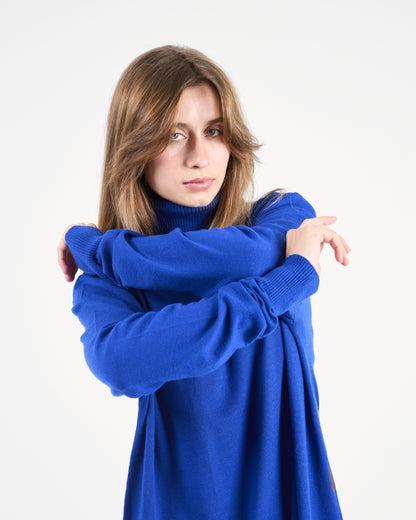 Royal Blue Oversized Turtleneck Sweater Tunic