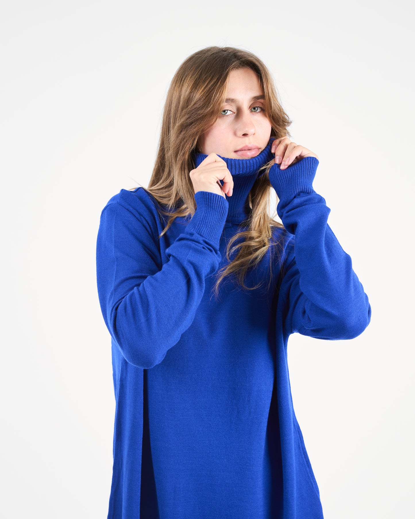 Royal Blue Oversized Turtleneck Sweater Tunic