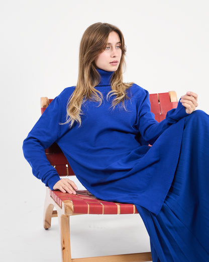 Royal Blue Oversized Turtleneck Sweater Tunic