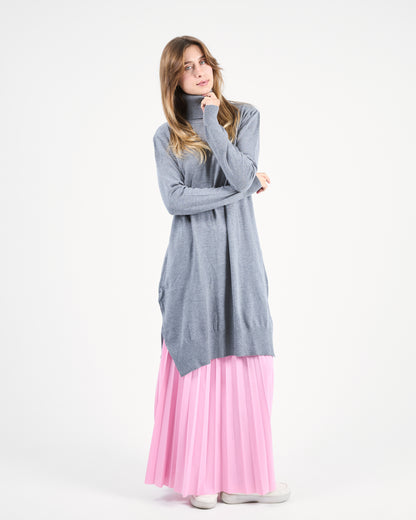 Grey Oversized Turtleneck Sweater Tunic