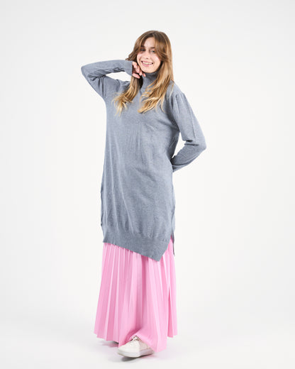 Grey Oversized Turtleneck Sweater Tunic