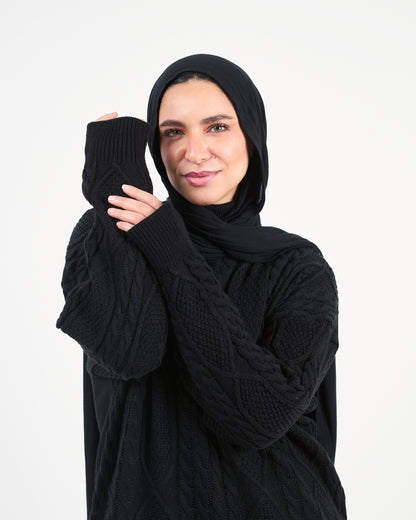 Black Knit Dress with Side Slits