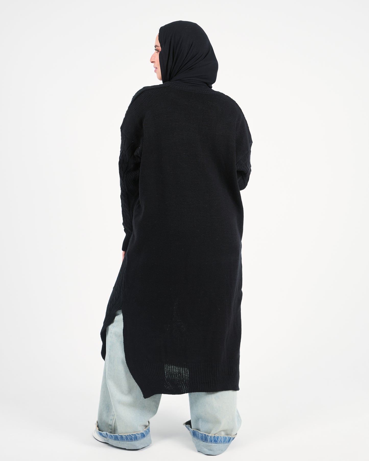 Black Knit Dress with Side Slits