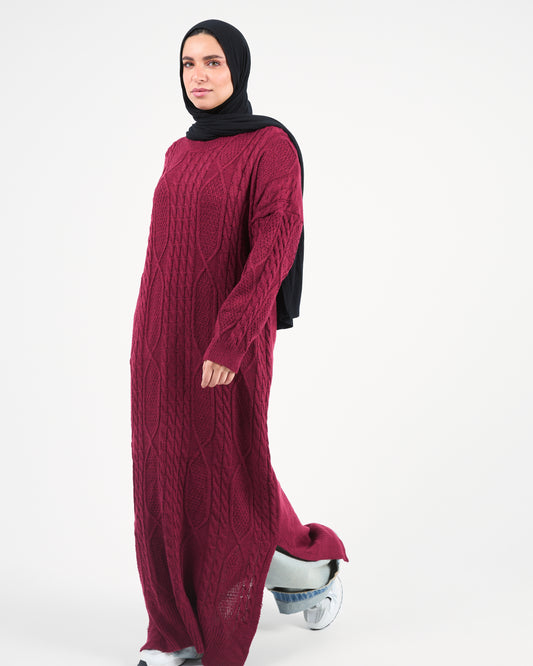 Deep Raspberry Longline Knit Dress