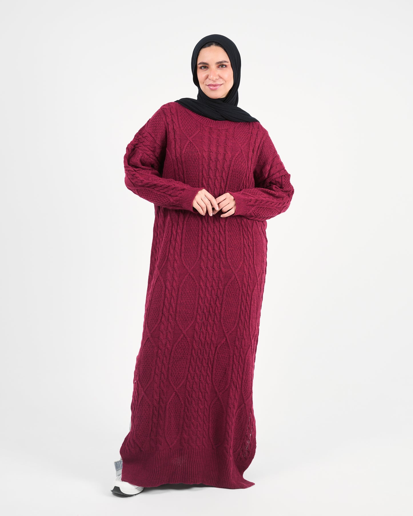Deep Raspberry Longline Knit Dress