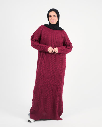 Deep Raspberry Longline Knit Dress