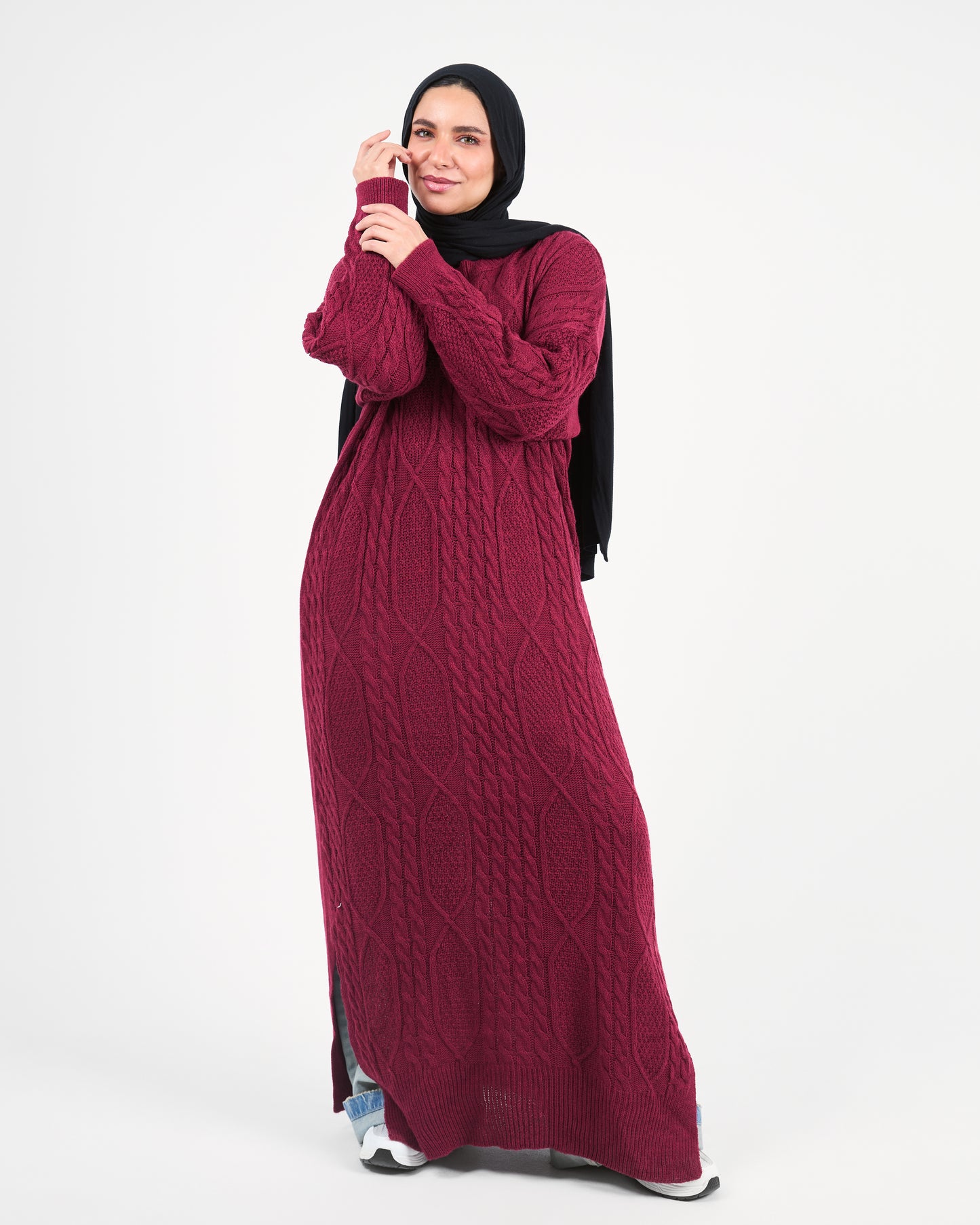 Deep Raspberry Longline Knit Dress