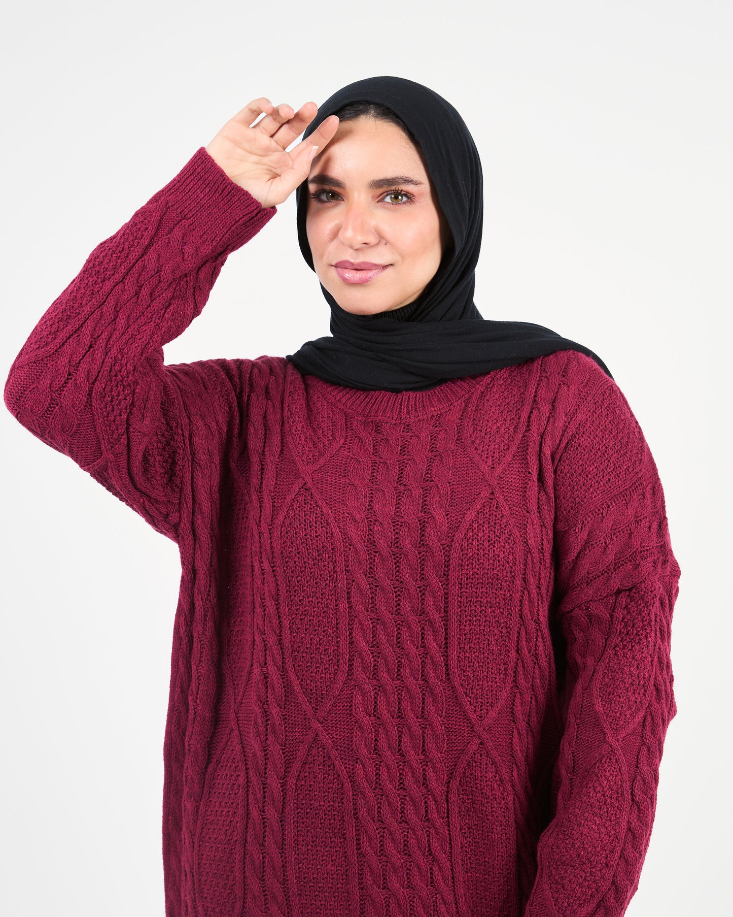 Deep Raspberry Longline Knit Dress