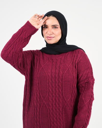 Deep Raspberry Longline Knit Dress