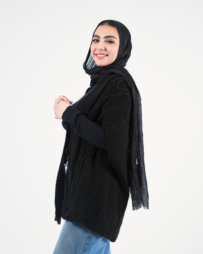Black Cable-Knit Cardigan