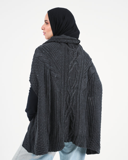 Black Cable-Knit Cardigan
