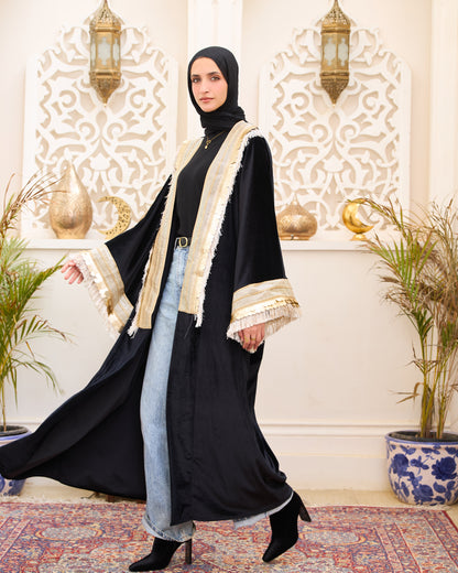Royal Black Velvet Embellished Kaftan – Ramadan Edition