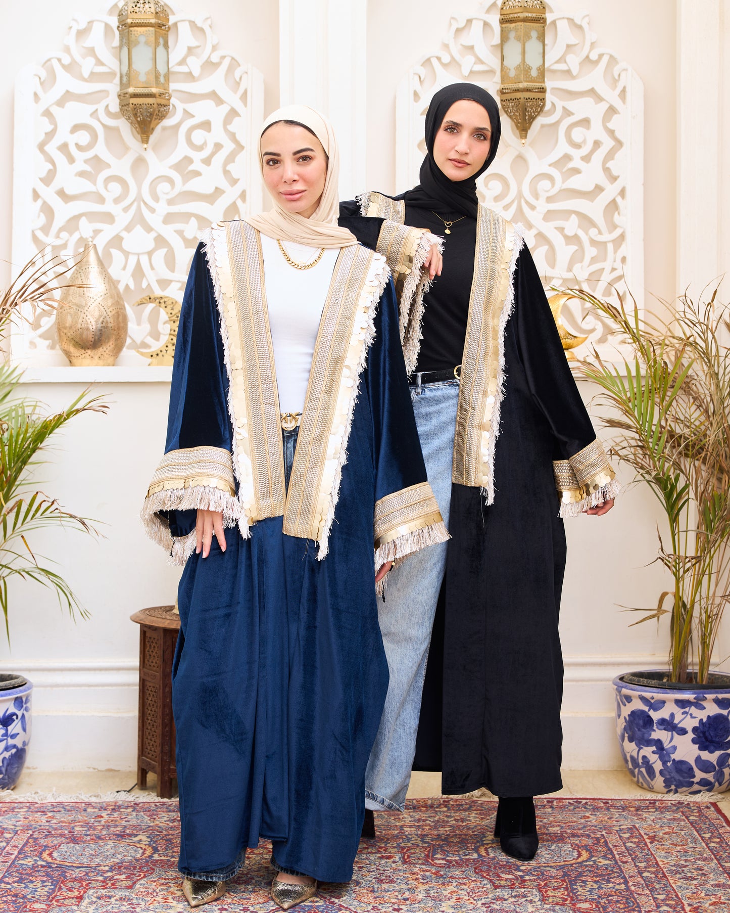 Royal Navy Velvet Embellished Kaftan – Ramadan Edition
