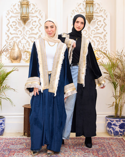 Royal Navy Velvet Embellished Kaftan – Ramadan Edition