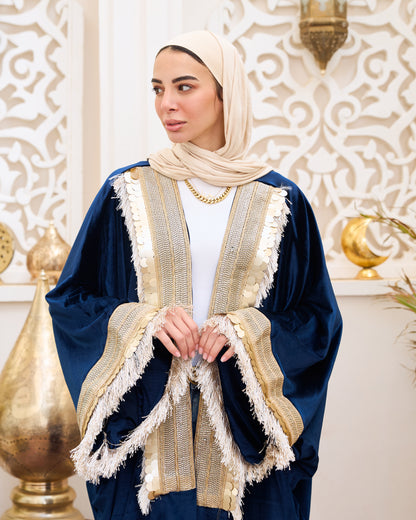 Royal Navy Velvet Embellished Kaftan – Ramadan Edition