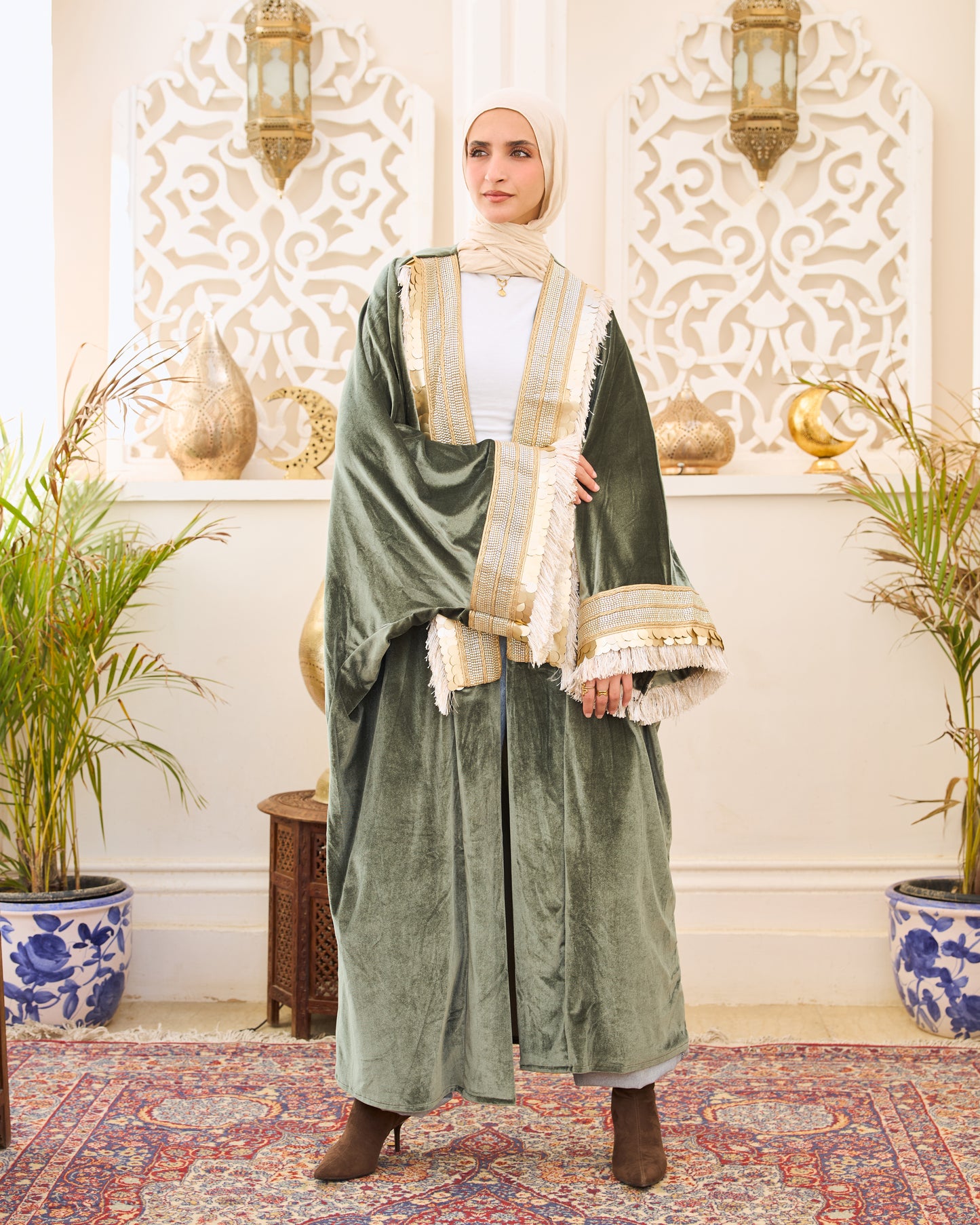 Royal Mint Green Embellished Kaftan – Ramadan Edition