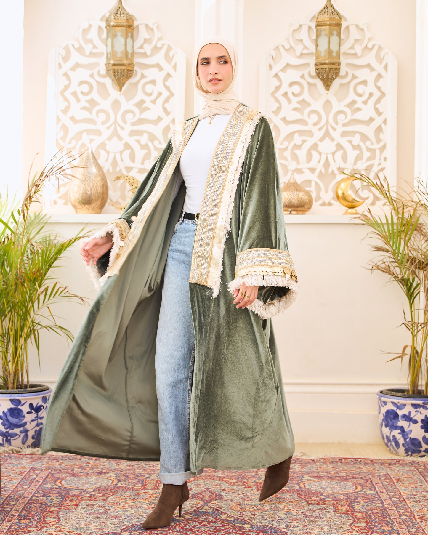 Royal Mint Green Embellished Kaftan – Ramadan Edition