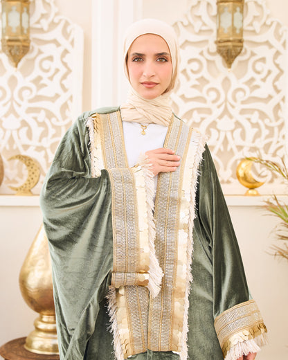 Royal Mint Green Embellished Kaftan – Ramadan Edition