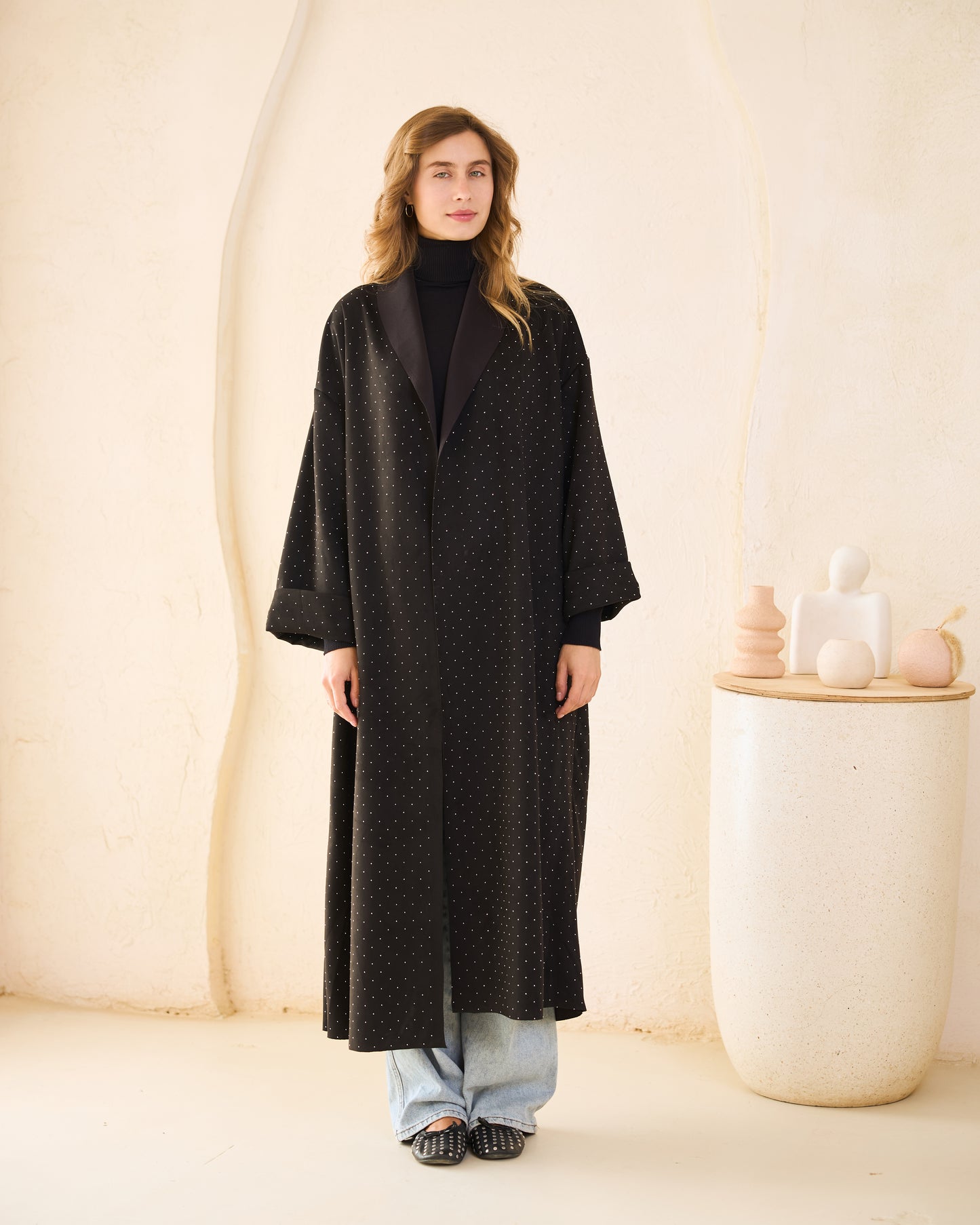 Black Glam Suede Coat