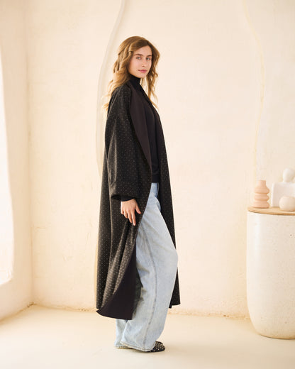 Black Glam Suede Coat