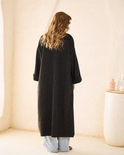 Black Glam Suede Coat