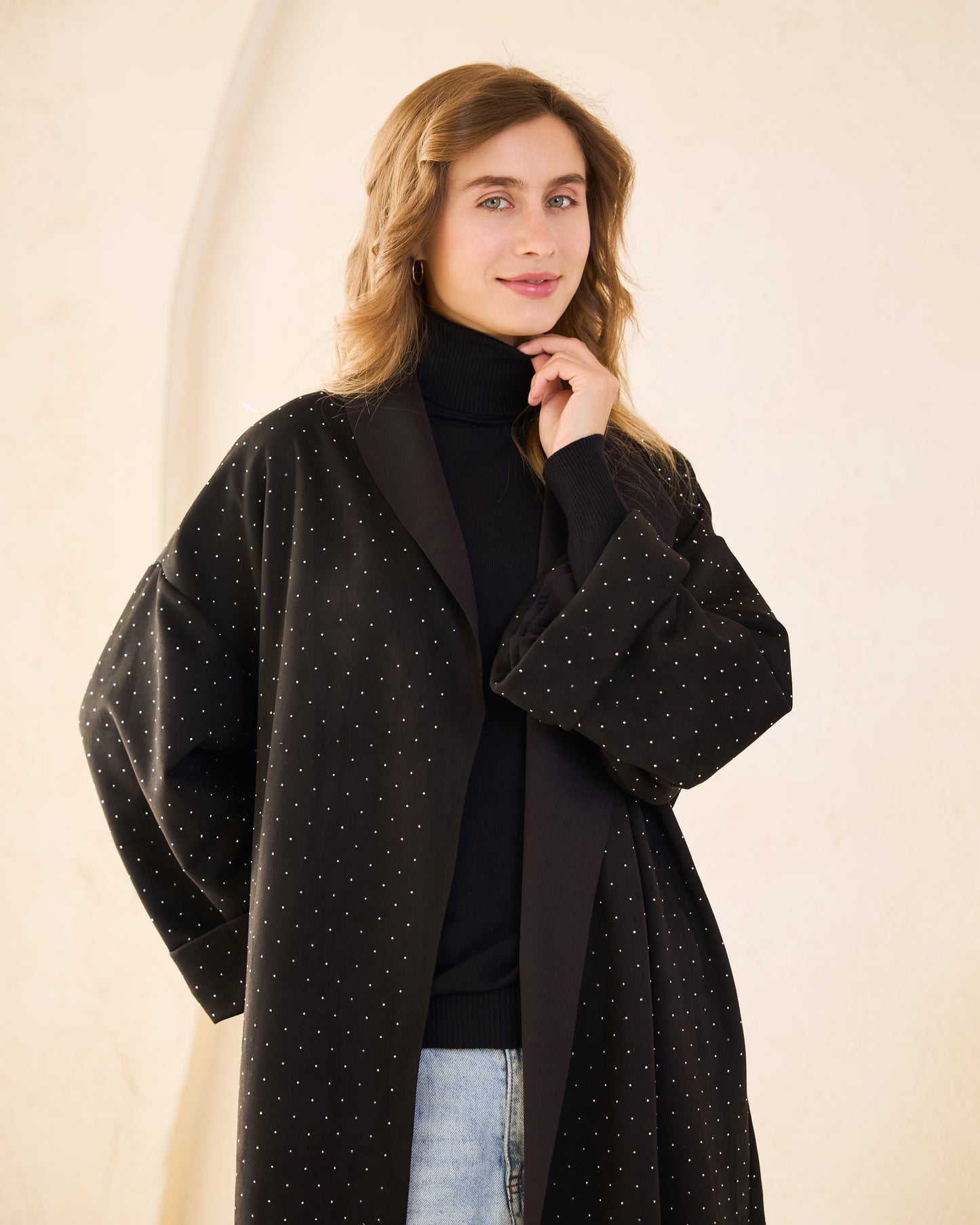 Black Glam Suede Coat