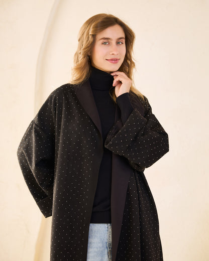 Black Glam Suede Coat