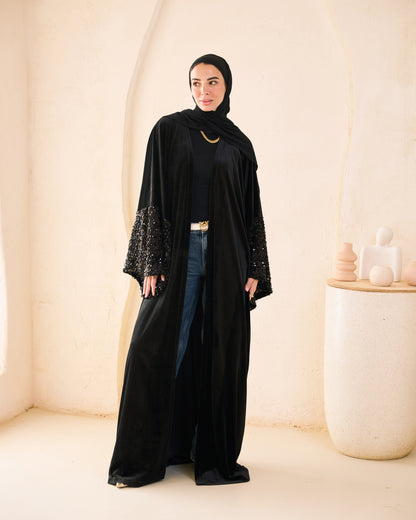 Sequin-Sleeve Velvet Kaftan – Ramadan Edition