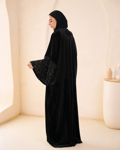 Sequin-Sleeve Velvet Kaftan – Ramadan Edition
