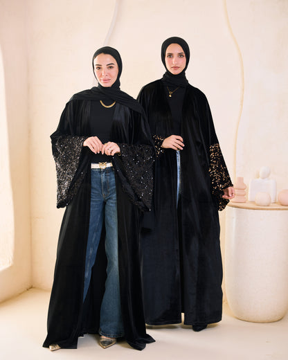 Sequin-Sleeve Velvet Kaftan – Ramadan Edition